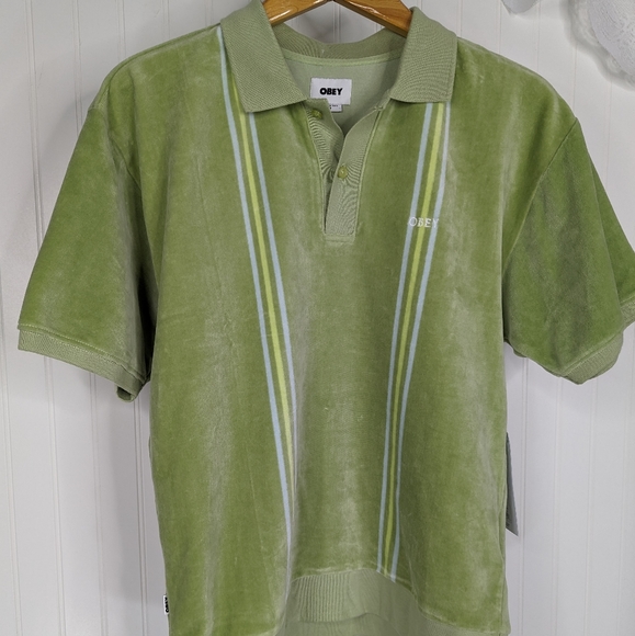OBEY Stefano Short Sleeve Velour Polo NWT Sz M - Picture 5 of 13
